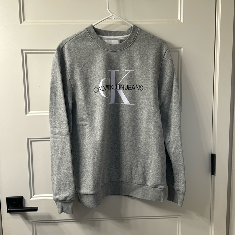 Mens Calvin Klein Crewneck Sweatshirt, Size Medium, Heather Grey